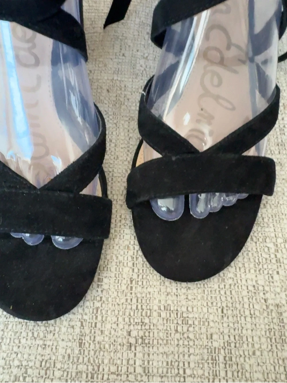 Sam Edelman Black Suede Lace-Up Block Heel Sandals Women’s Size 8